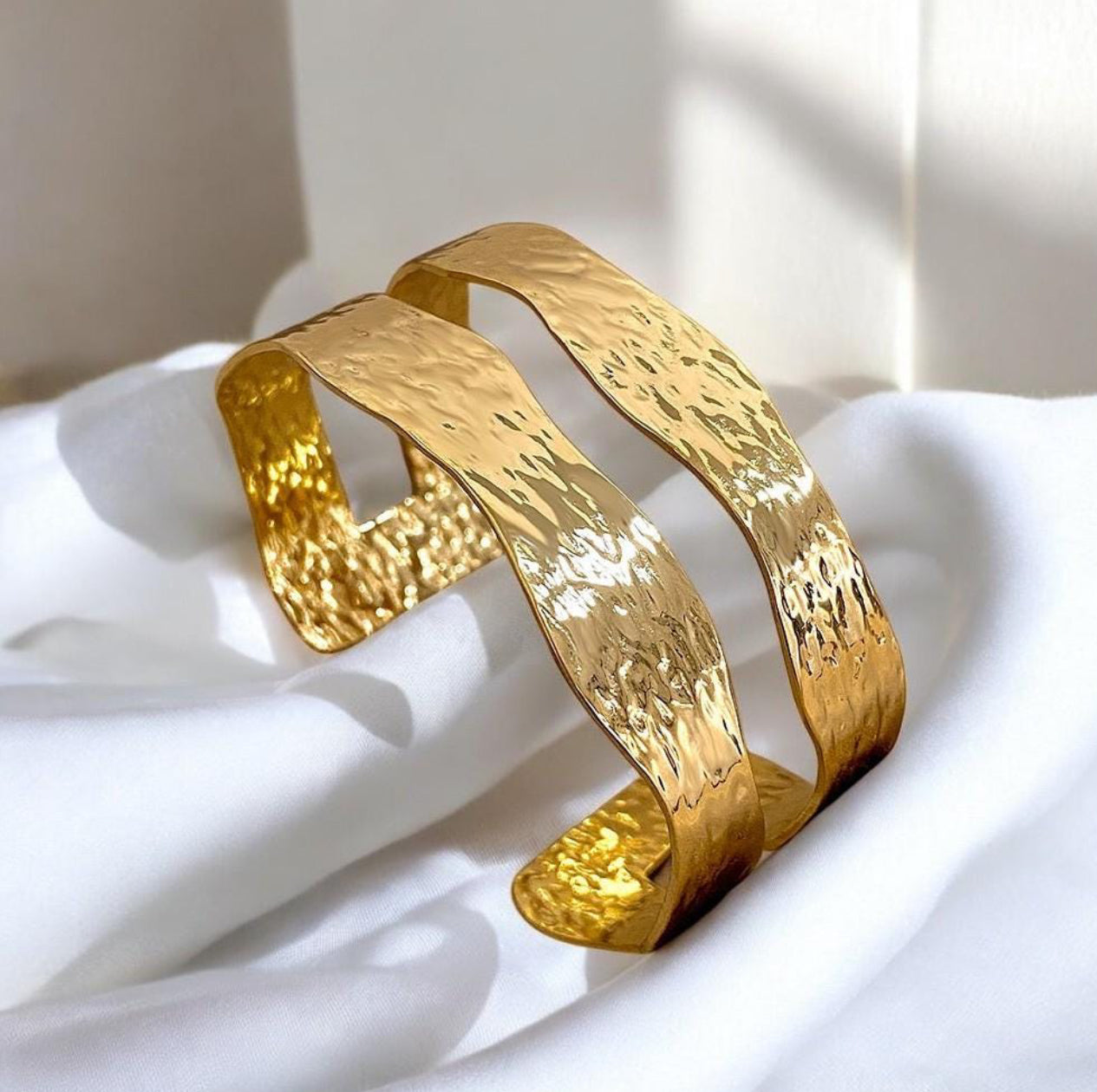 Hammered Wide Cuff Bracelet