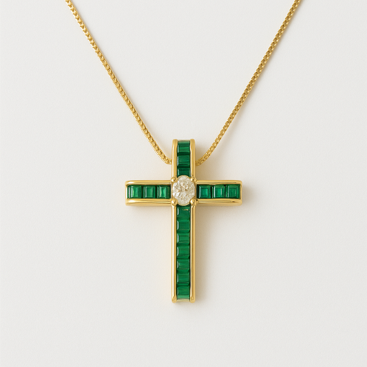 Emerald Cross Necklace