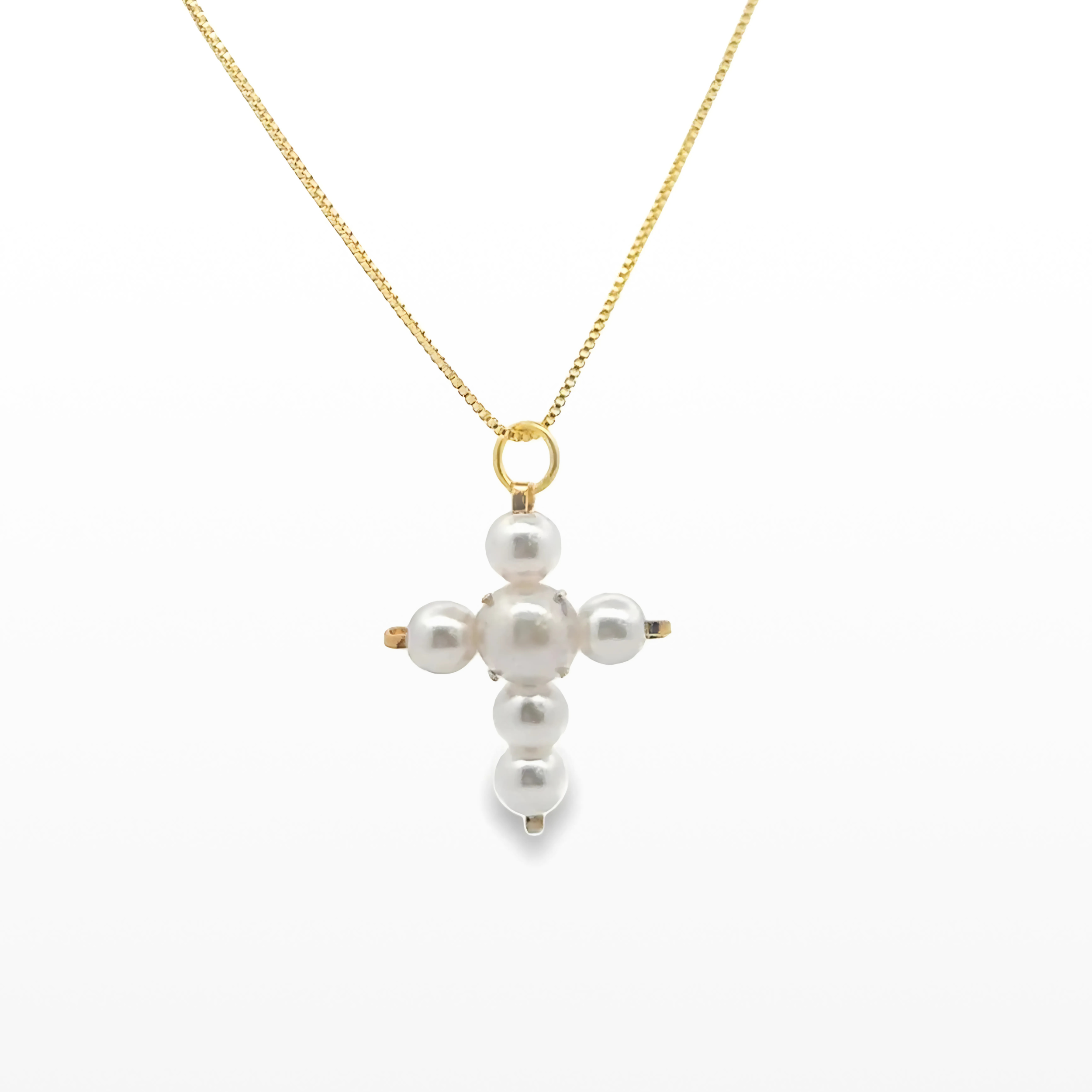Pearl Beaded Cross Necklace