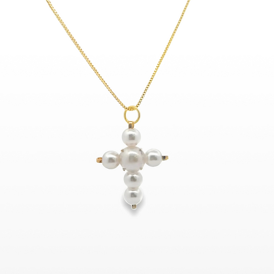 Pearl Beaded Cross Necklace