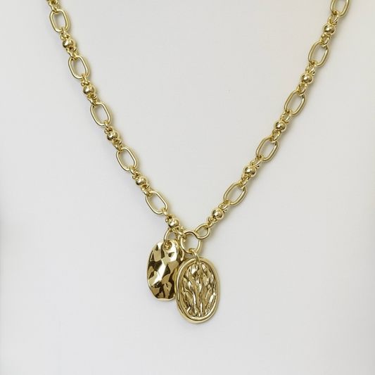 Chunky Hammered Tag Necklace